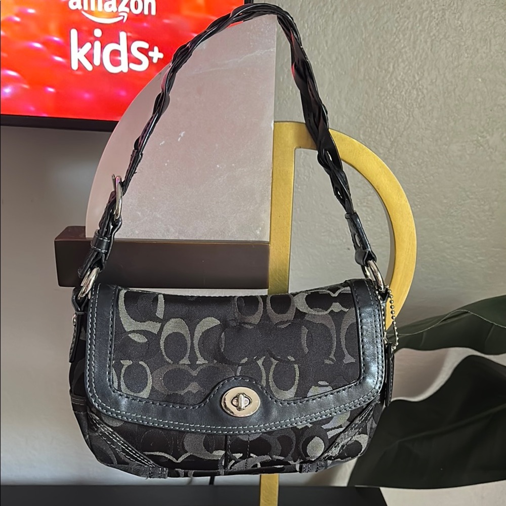 Black and Gray coach Shoulder Bag
